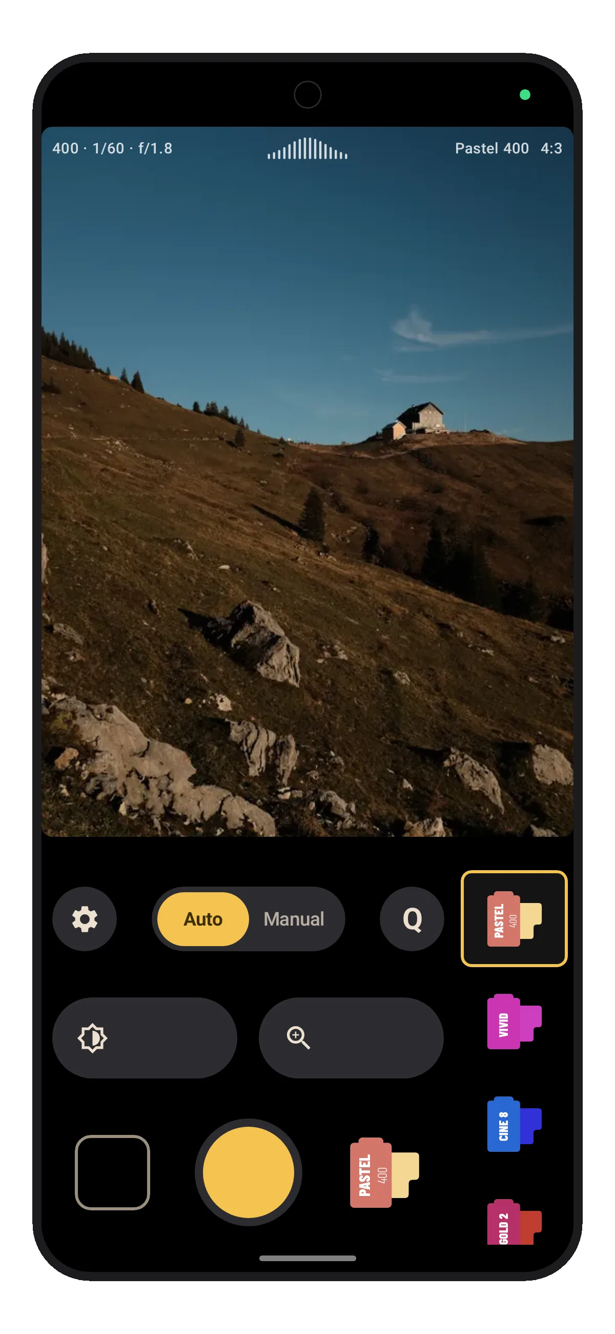 Lvma camera with a film look selected.