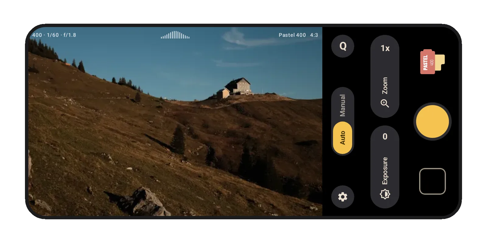 Lvma camera controls arranged for landscape use.